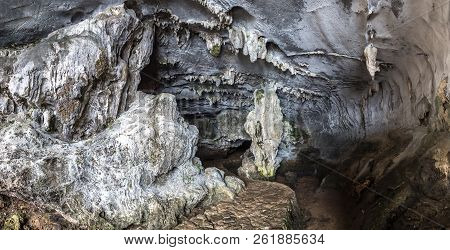 Panorama Of Huge Cave In Halon Bay, Vietnam In A Summer Day