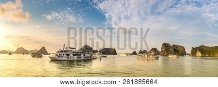Panorama Of Sunset In Halon Bay, Vietnam In A Summer Day