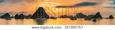 Panorama Of Sunset In Halon Bay, Vietnam In A Summer Day