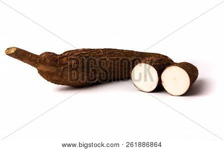 Tapioca Root On White Background Isolated, Healthy Food