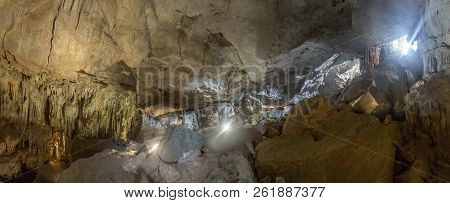 Panorama Of Huge Cave In Halon Bay, Vietnam In A Summer Day
