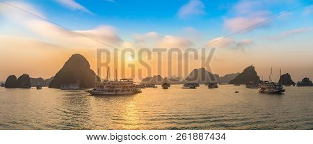 Panorama Of Sunset In Halon Bay, Vietnam In A Summer Day