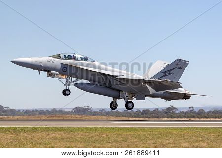 Avalon, Australia - March 3, 2013: Royal Australian Air Force (raaf) Boeing F/a-18f Super Hornet Mul