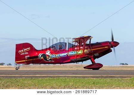 Avalon, Australia - March 2, 2013: 13 Time Australian Aerobatic Champion Chris Sperou Flying His Pit