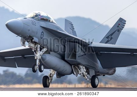 Avalon, Australia - February 26, 2013: Royal Australian Air Force (raaf) Boeing F/a-18f Super Hornet