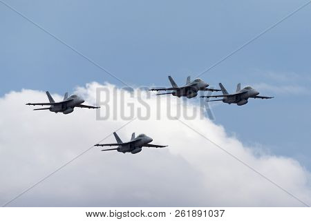 Avalon, Australia - February 27, 2013: Four Royal Australian Air Force (raaf) Boeing F/a-18f Super H