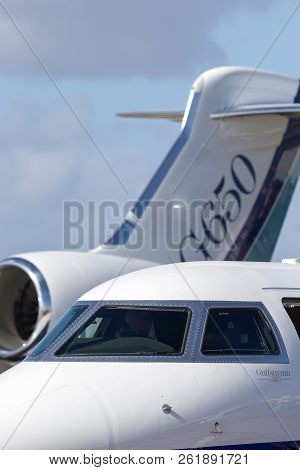 Avalon, Australia - February 28, 2013: Gulfstream Aerospace G280 Twin-engine Luxury Business Jet Air