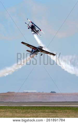 Avalon, Australia - March 1, 2013: Melissa Andrzejewski Flying An Edge 540 Aerobatic Aircraft With S