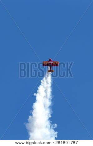 Avalon, Australia - March 1, 2013: 13 Time Australian Aerobatic Champion Chris Sperou Flying His Pit