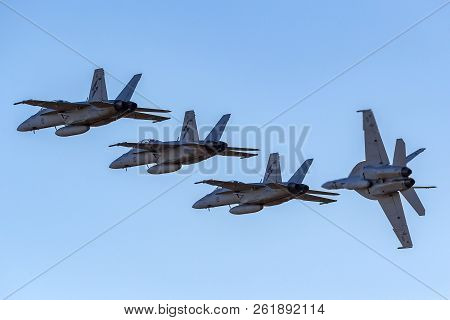 Avalon, Australia - March 1, 2013: Four Royal Australian Air Force (raaf) Boeing F/a-18f Super Horne