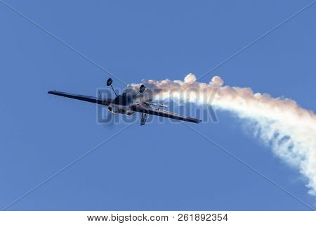 Avalon, Australia - March 1, 2013: Melissa Andrzejewski Flying An Edge 540 Aerobatic Aircraft.