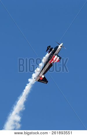 Avalon, Australia - March 2, 2013: Melissa Andrzejewski Flying An Edge 540 Aerobatic Aircraft.