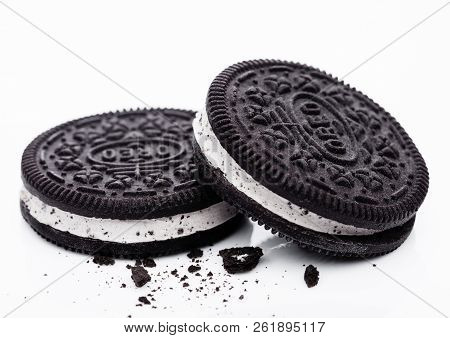 London, Uk - October 05, 2018: Oreo Ice Cream Sandwich On White Background.