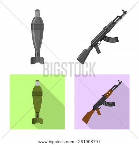 Isolated Object Of Weapon And Gun Sign. Collection Of Weapon And Army Vector Icon For Stock.