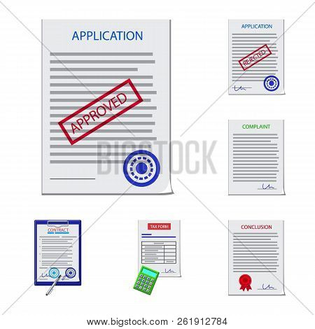 Vector Illustration Of Form And Document Symbol. Set Of Form And Mark Stock Vector Illustration.