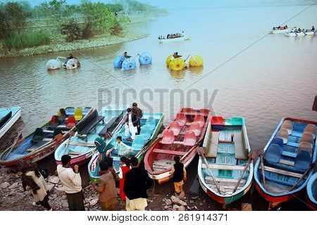 People Boating In The Raval Lake Islamabad, Pakistan 29/12/2016