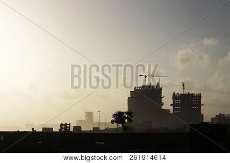 Underconstruction Buildings At Cliton Sea View, Karachi, Pakistan During Sunset - 09/06/2015