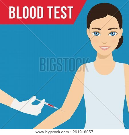 Blood Collection From A Woman With A Syringe. Doctor Makes Blood Collection For Blood Test, Dna Test