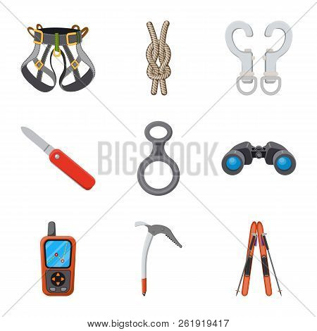Vector Illustration Of Mountaineering And Peak Logo. Collection Of Mountaineering And Camp Vector Ic