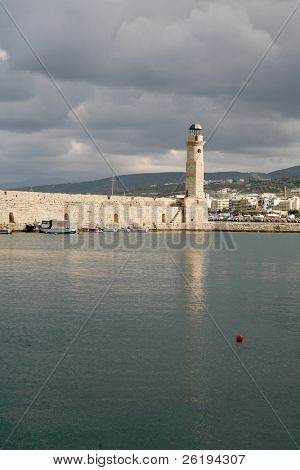 Rethymno faro, Creta, in inverno.