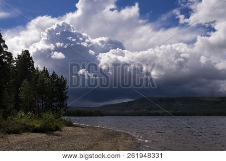 Lake Along Road 84 Near The Swedish Village Hedeviken In The County Harjedalen
