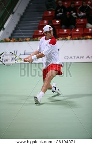 Denis Gremelmayr az USA-ban, az első fordulóban, Katar Open, Doha, 2007. január 2., ahol ő los