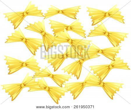 Illustration Of Bow Tie Pasta On A White Background