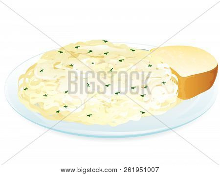 Illustration Of Fettuccini Alfredo With Pasta And A Creamy Parmasean Sauce