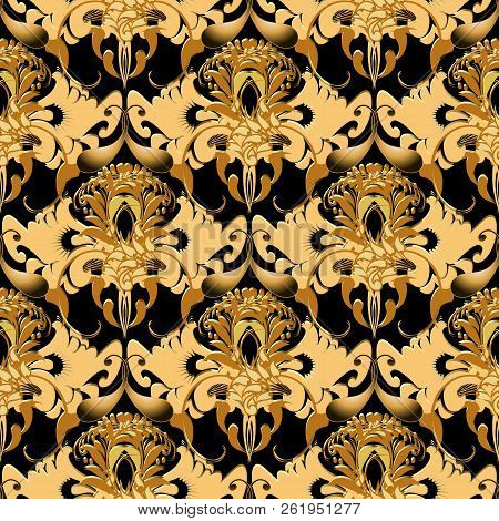 Ornate Paisley Vector Seamless Pattern. Autumn Colors Floral Orn
