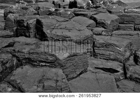 A View Of The Prehistoric Volcanic Geological Rock Formations On The Scottish Island Of Staffa