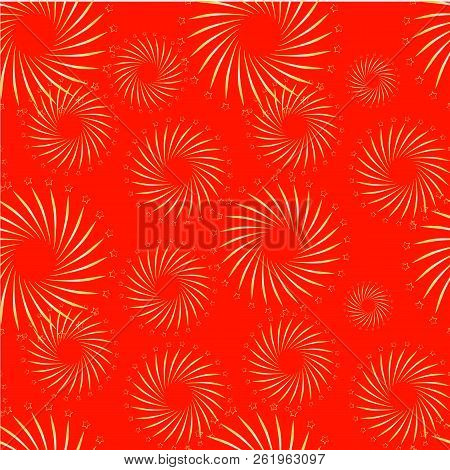 Gold Firework On Red Seamless Pattern Design Element Stock Vector Illustration For Web, For Print