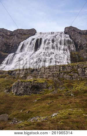 Mighty Dynjandi Waterfall In The Westfjords Of Iceland
