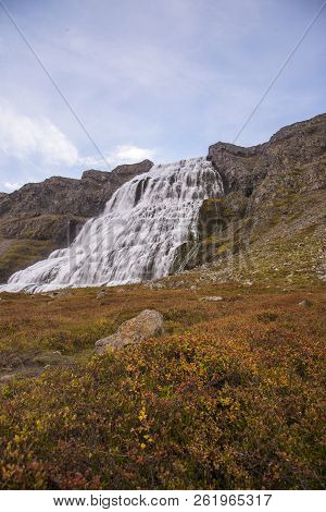 Mighty Dynjandi Waterfall In The Westfjords Of Iceland