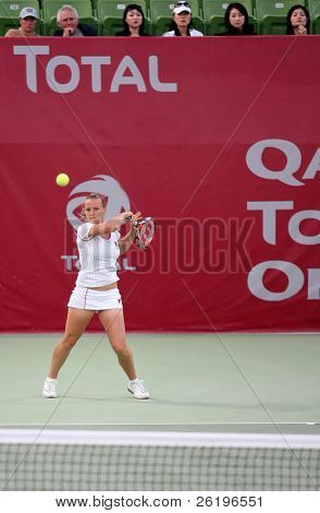 Agnes Szavay z Maďarska na celkové otevřené Katar v Dauhá, únor 2008, během svého prvního kola-ztráta 