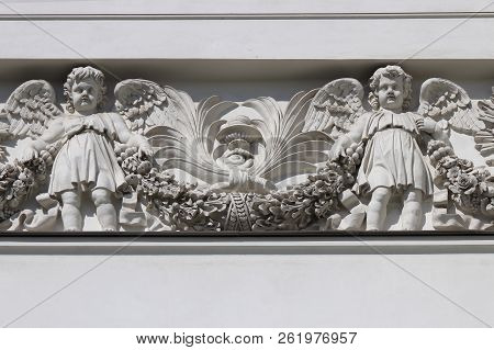 Two Angels. Art Stucco. Trinity Izmailovsky Cathedral. Cathedral Of The Holy Life-giving Trinity Of 