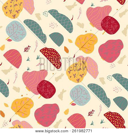 Seamless Background With Stylized Trees. Forest Bright Pattern