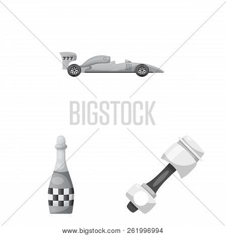 Vector Illustration Of Car And Rally Sign. Collection Of Car And Race Vector Icon For Stock.