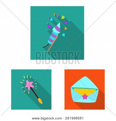 Vector Design Of Party And Birthday Sign. Set Of Party And Celebration Stock Symbol For Web.