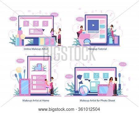 Make Up Online Service On Differernt Device Set. Online Video Tutorial