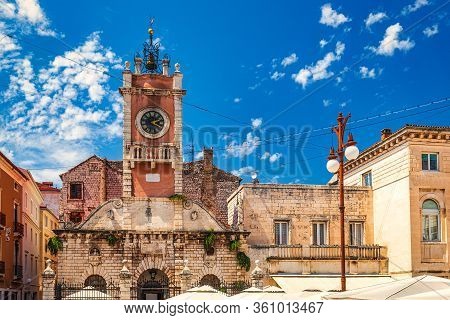 Clock Tower On The People's Square In Historic Center Of The Zad