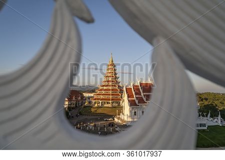 Chiang Rai, Thailand - January 1st 2020: Wat Rong Suea Ten Blue Temple In Chiang Rai, Thailand, Sout