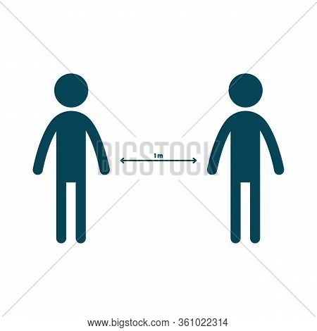 Social Distansing. Distance Icon Is 1 Meter. Coronavirus Protection Covid 19 Vector Symbol.