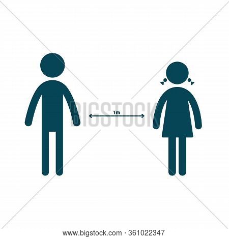 Social Distansing. Distance Icon Is 1 Meter. Coronavirus Protection Covid 19 Vector Symbol.