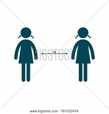 Social Distansing. Distance Icon Is 1 Meter. Coronavirus Protection Covid 19 Vector Symbol.
