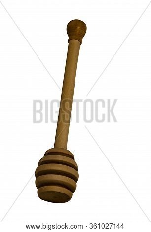 Wooden Spoon For Honey Isolated On A White Background.