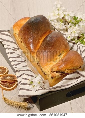 Romanian Easter Bread - Cozonac On Easter Table