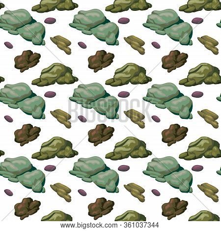 Vector Of Seamless  Patttern With Beige, Gray, And Brown Stone. Vector Pattern With The Image Of Sto