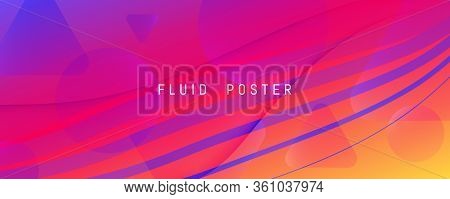 Bright Fluid Shape. Flow Abstract Design. Wave Gradient Lines. Digital Fluid Shape. Wavy Banner. Flo