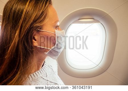 Woman Feeling Bad In Aeroplane Fly Afraid