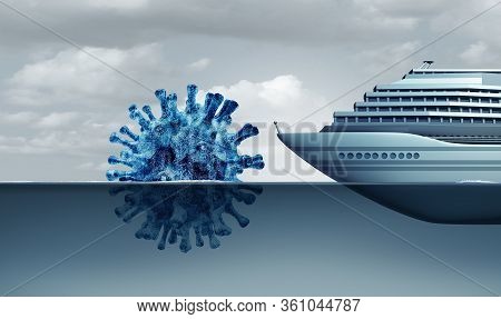 Cruise Liner Virus Danger And Ship Disease Covid-19 Impact  As An Outbreak Risk Or Coronavirus Or In